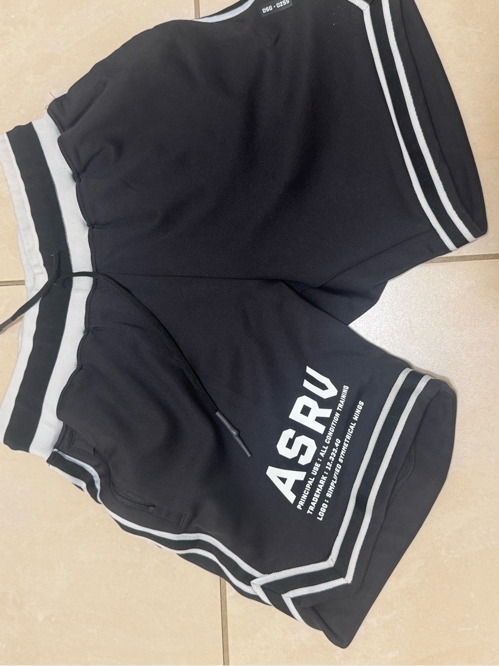 ASRV Black Athletic Shorts with White Stripe Trim